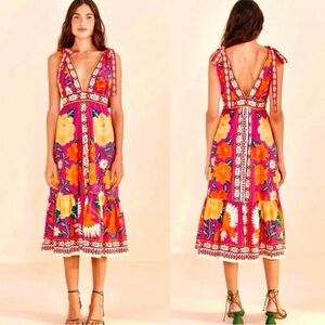 Farm Rio Flower Tapestry Midi Dress